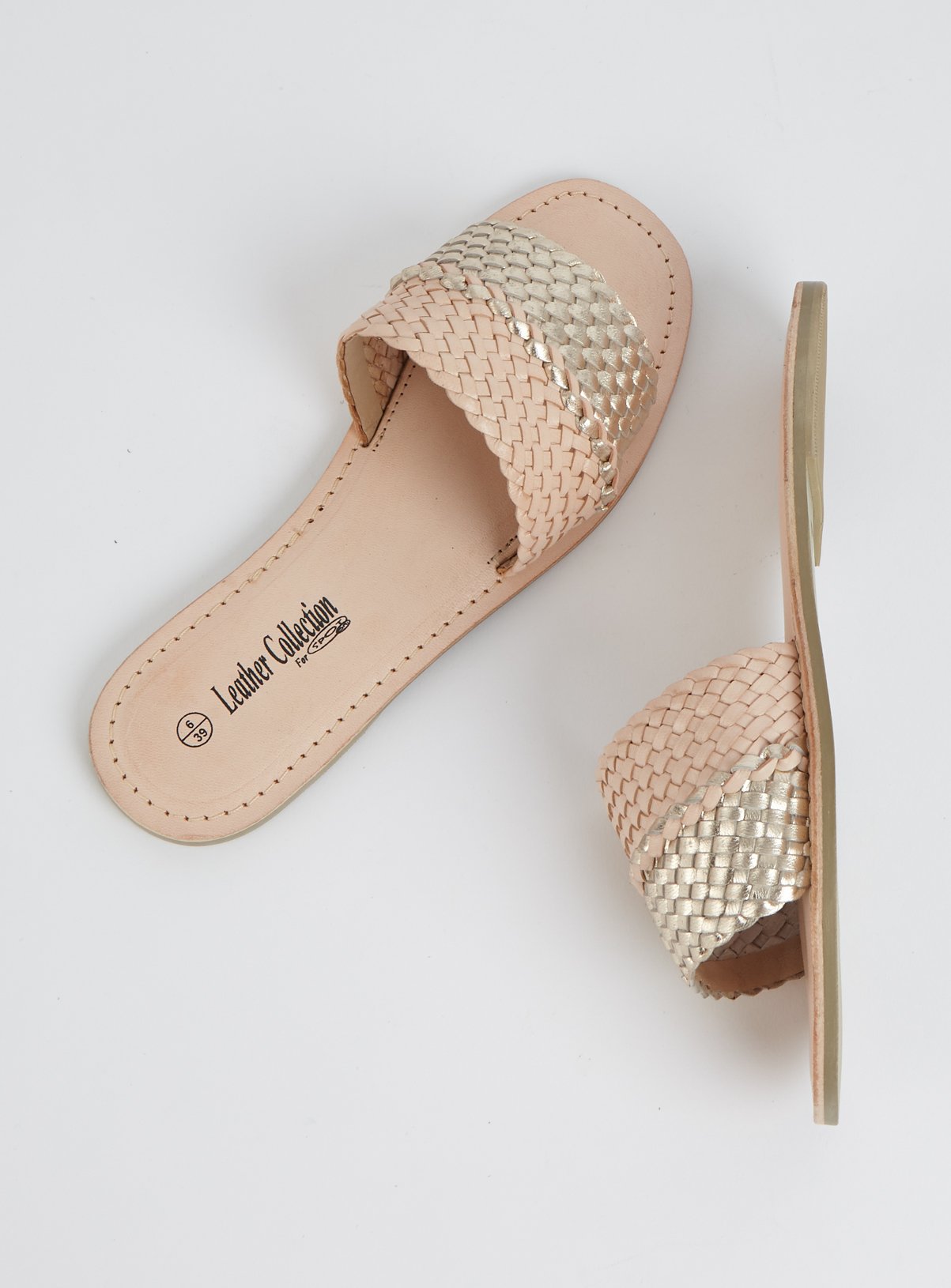 metallic gold mules